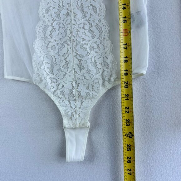NWT INC Intimates Lingerie Sheer Lace Bodysuit White Cheeky Festival Size Small - Picture 9 of 14
